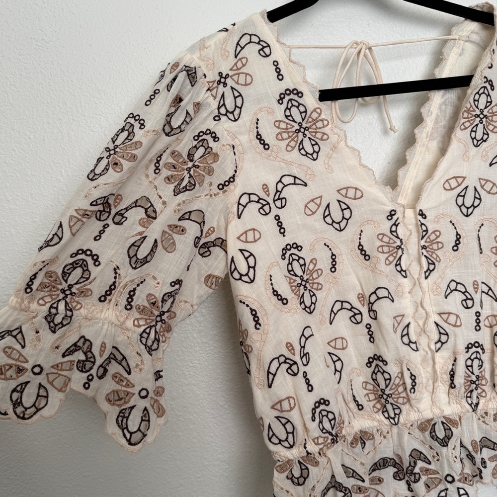 By Anthropologie Eyelet Embroidered Boho Fairycore Blouse - Picture 6 of 9